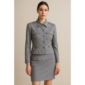 Vintage 90s Emanuel Ungaro Suit Set Blazer Skirt Smoky Lilac